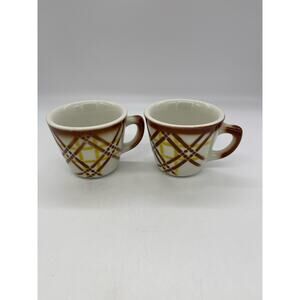 Vintage Plaid Jackson Restaurant Ware Set of 2 Cups Mugs Falls Creek PA USA